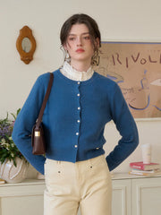 Dayana Round Neck 100% Wool Cardigan