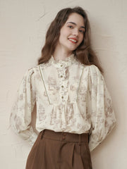 Candance Apricot Stand Collar Blouse