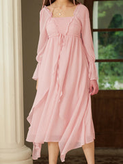 Lakelyn Romantic Sweet Square Neck Pink Dress