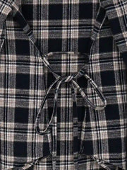 Samira Slanted Placket Plaid Cotton Blouse