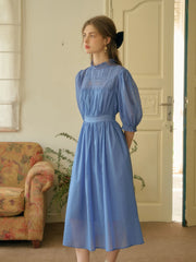 Averie Lace Panel Blue Dress