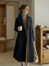 Tressa Notched Lapel A-Line Double-Breasted Button Wool Coat