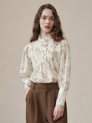 Candance Apricot Stand Collar Blouse