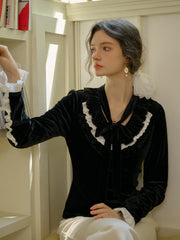 Zinnia Ruffled Collar Contrasting Top