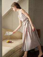 Mila Bateau Neck Sleeveless Cotton Dress - Gray