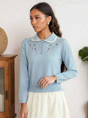 Martha Peter Pan Collar Embroidery Sweater