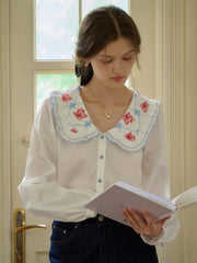 Irina Simple Lace Collar Blouse