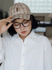 Chowxiaodou Embroidered Plaid Cap