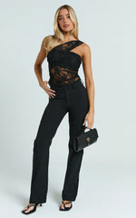 Asymmetrical Black Lace Panel Top