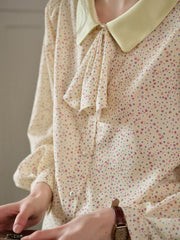 Alexis Long Sleeve Patchwork Peter Pan Collar Embroidery Casual Blouse