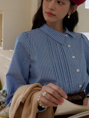 Sylvie Slanted Placket Stripe Shirt