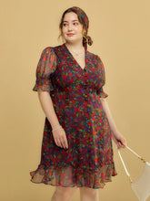 Plus Size Kora Floral Printed Maxi Dress-Dark Red