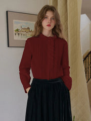 Journi Ruffle Collar Hollow 100% Cotton Blouse