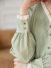 Adelyn V-Neck Polka Dot Midi Dress