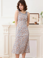 Greta Allover Print Contrast Lace Tank Dress