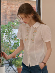 Elianna Peter Pan Collar 100% Cotton Blouse