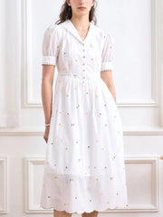 Mariam V Neck Daisy Embroidered Dress