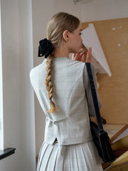 Amina V-Neck Plaid Vest
