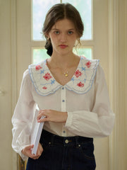 Irina Simple Lace Collar Blouse
