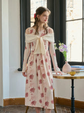 Clare Off-The-Shoulder Bow Print Contrast Color Dress