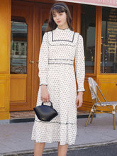 Rosalina Half Turtleneck Polka Dot Contrast Lace Panel Dress