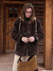 Ramona Round Neck Fluffy Coat