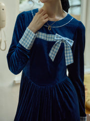 Valerie Round Neck Bow Velvet Dress