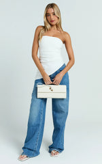 Off-White Strapless Asymmetrical Gathered Top