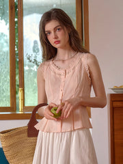 Lynn Round Neck Sleeveless 100% Cotton Blouse