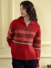 Skylar Geo Pattern Half Zip Drop Shoulder Sweater