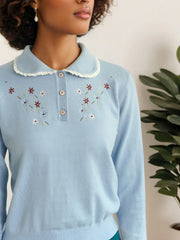 Martha Peter Pan Collar Embroidery Sweater