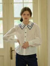 Sarah Embroidery Contrast Collar Casual Shirts