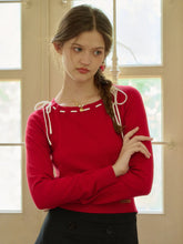 Renne Square Neck Bow Knit Top