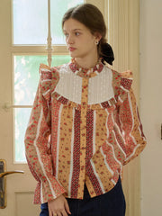 Wren Stand Collar Floral Patchwork Shirt