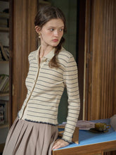 Oakleigh Classic Lapel Striped Knit Cardigan