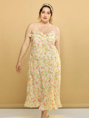 Plus Size Kama Floral Chiffon Slip Dress