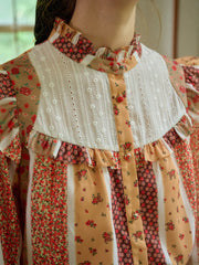 Wren Stand Collar Floral Patchwork Shirt