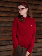 Araceli Round Neck 100% Wool Cardigan