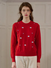 Gracie Round Neck Embroidery Sweater