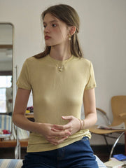 Averie Classic Crew Neck Solid Color T-shirt