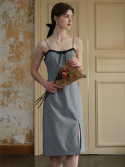 Valeria Sweet Bow Houndstooth Slip Dress