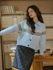 Nyra Peter Pan Collar Clash Print Cardigan