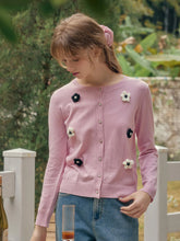Amabel Round Neck Flower Cardigan
