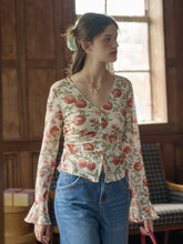Juliette V-Neck Guava Pattern Blouse