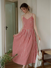 Tinsley Suspender Plaid Dress- Red