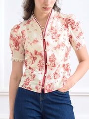 Briana Printed Stand Collar Blouse