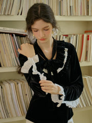 Zinnia Ruffled Collar Contrasting Top