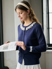 Soleil Round Neck Lace Cardigan