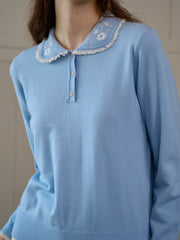 Talia Peter Pan Collar Embroidery Blouse