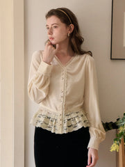 Theodora V-Neck Hollow Blouse